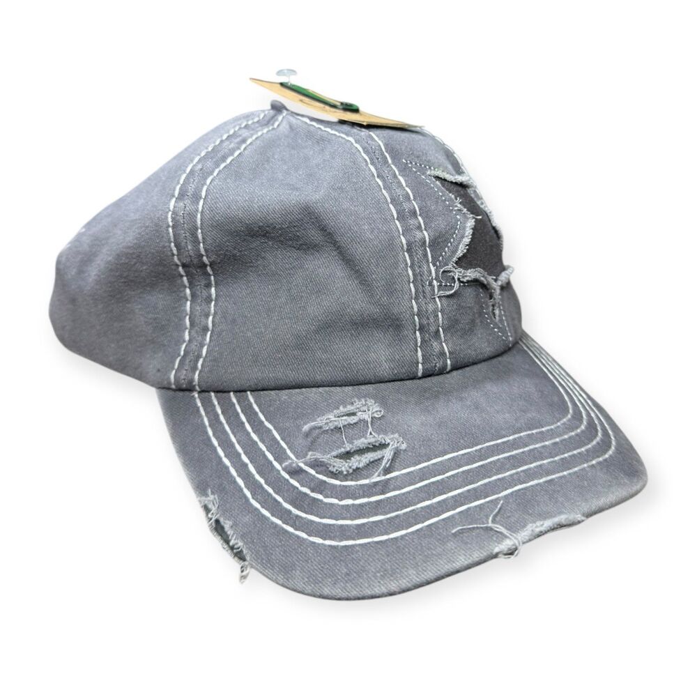 Gray Ponytail Pony Cap Stars Hat New